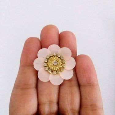 5 Beige Floral Applique, Sequins and Rhinestone Appliques, Headband Applique